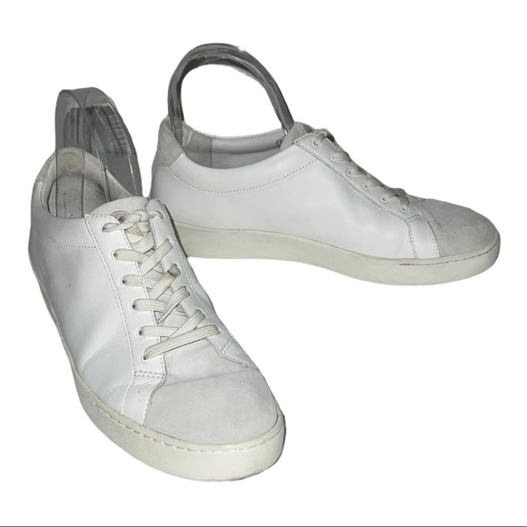 Vince Janna Leather Suede White Sneakers - Picture 1 of 11